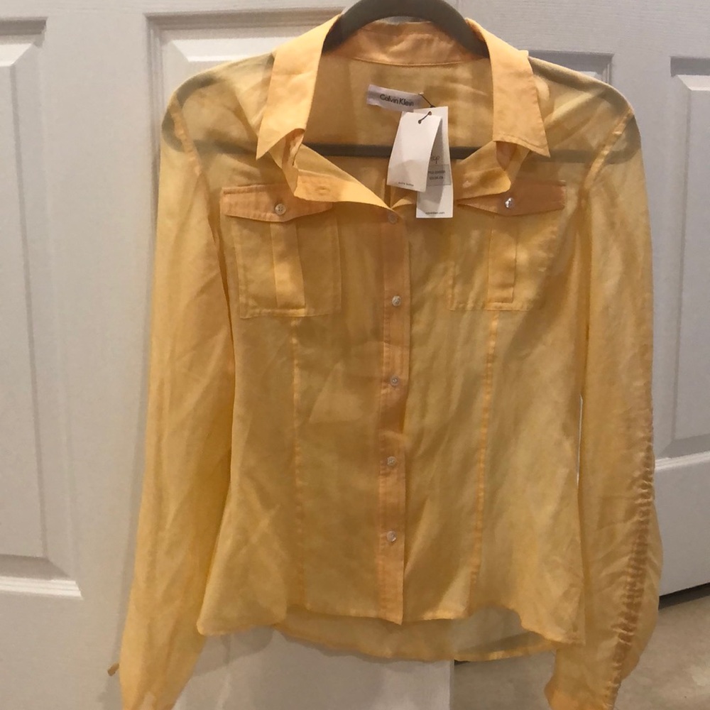 NEW- Mustard Sheer Button Down⭐️